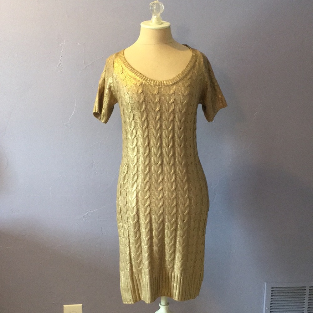 Gold sweater dress